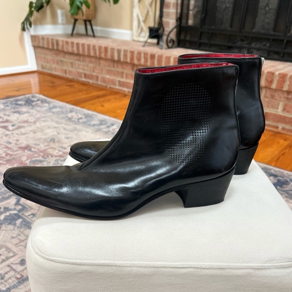 Jeffery West Men's Zip Chelsea Leather Boots, Black, Men’s 7.5/8 - Picture 1 of 6